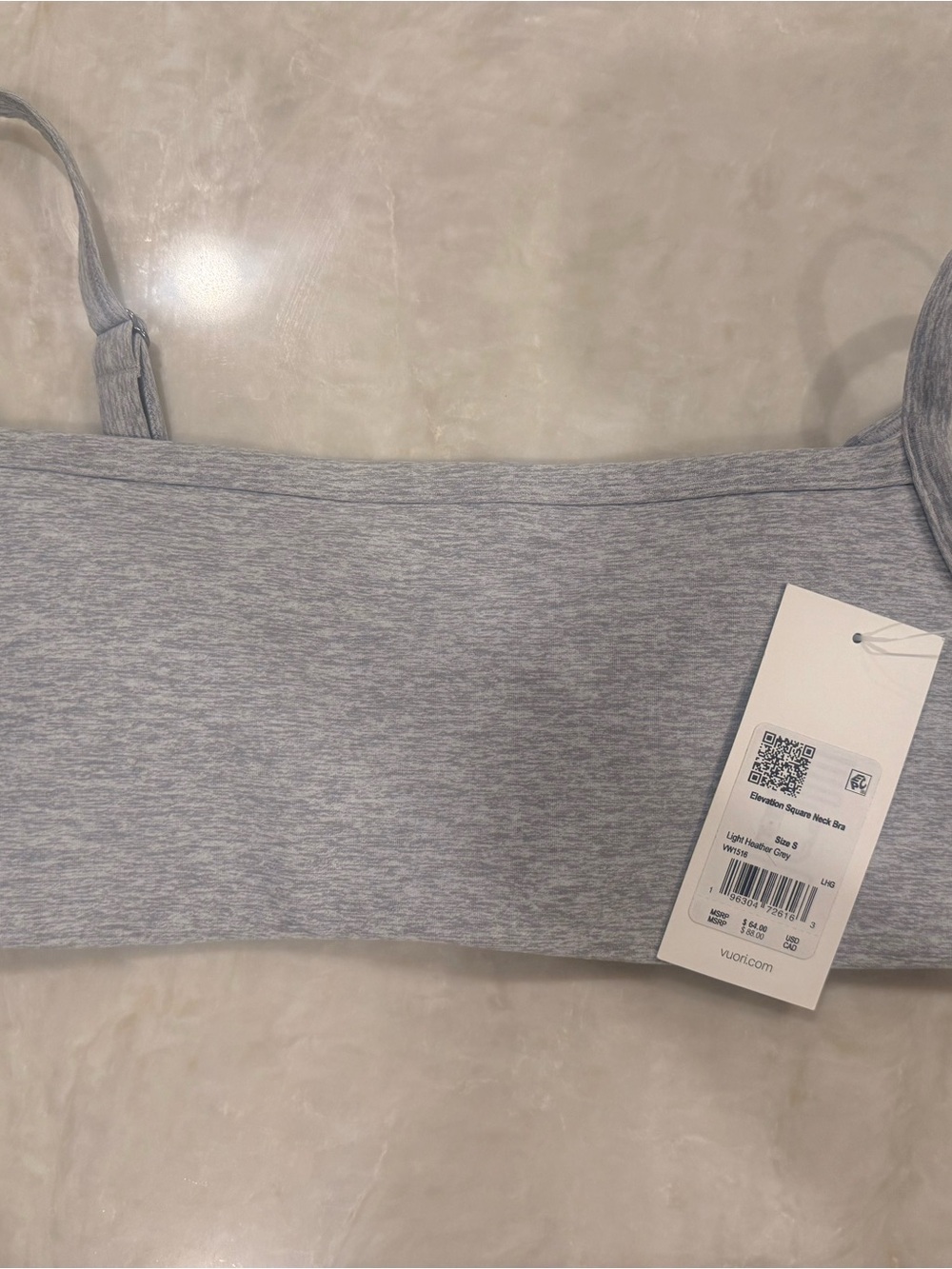 Vuori Light Grey Elevation Square Neck Bra